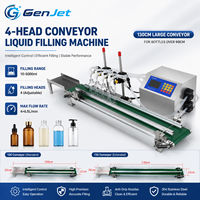 Machine de remplissage automatique de liquides à quatre têtes avec convoyeur, contrôle numérique, multi-buses, haute précision pour boissons et eau pure