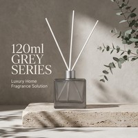 Diffuseur de parfum moderne en verre rectangulaire de 120 ml avec bâtonnets |   Flacon de parfum vide de luxe avec bouchon à vis |   Frost Custom Crack