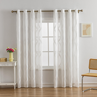 Voilage XinLan de luxe léger en jacquard 3D à motif vague avec œillets, idéal pour appartement locatif, dortoir, maison d'hôtes, fenêtre française