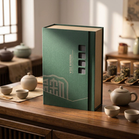Confezione Regalo di Lusso per Tè Verde Scuro, Scatola Rigida in Cartone con Chiusura Magnetica, Design a Forma di Libro, Logo Personalizzato, Dimensioni Personalizzabili