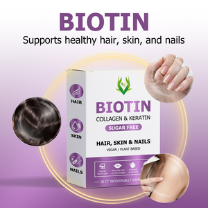 Tiras orales de biotina ODM OEM con folato que favorecen la salud del cabello, la piel y las uñas. Tiras orales de biotina con vitamina E. - Product Image 4