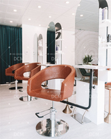 Chaises de coiffure de style nordique moderne Ensemble de meubles de salon de coiffure Chaise de salon marron pour la coupe de cheveux