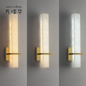 Nueva lámpara de pared de cobre de estilo chino, lámpara de lujo para sala de estar, fondo de <span class=keywords><strong>TV</strong></span>, moderna y sencilla, lámpara de noche de mármol para dormitorio. - Product Image 4