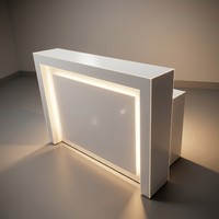 Comptoir d'accueil LED moderne de luxe pour hôpital, clinique, salon de beauté, immeuble de bureaux, centre commercial, magasin de détail, hauteur réglable, LED