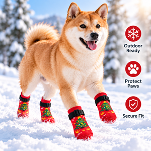 Chaussettes de Noël <span class=keywords><strong>pour</strong></span> <span class=keywords><strong>chien</strong></span> avec points antidérapants, sangle réglable, bottes de protection <span class=keywords><strong>pour</strong></span> pattes d'animaux, motif festif, douces et chaudes, <span class=keywords><strong>pour</strong></span> intérieur et extérieur - Product Image 4