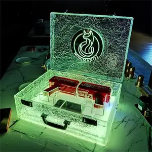 factory Customized bar nightclub Prop gun box Spade suitcase LED Champagne Carry Case VIP bottle holder Glow Prop Box