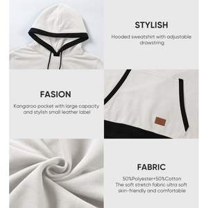 Sweat à capuche en coton décontracté pour hommes, pull-over en polaire à manches longues et à cordon de serrage avec poches, caractéristique anti-rides - Product Image 2