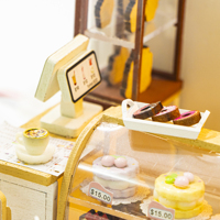 Nouveau produit M2505 First Foam Tea House, maison de poupée en bois, kits de maison miniature, maison de poupée DIY, mini kit de maison de poupée pour filles