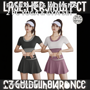 Ensemble de yoga 2 pièces PASUXI 2026 pour femme – Tenue de sport respirante et réversible pour la gym et le tennis – Short écologique uni - Product Image 2