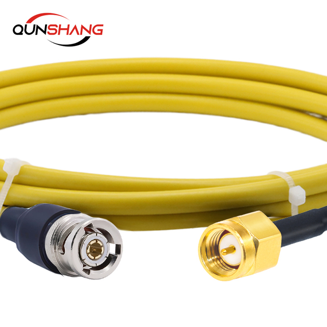 QUNSHANG DC-26.5GHz Low Loss Yellow RF Coaxial Cable TRC-50-2 TRB SMA/BNC 50 Ohm Gold Conductor for High Frequency Precision