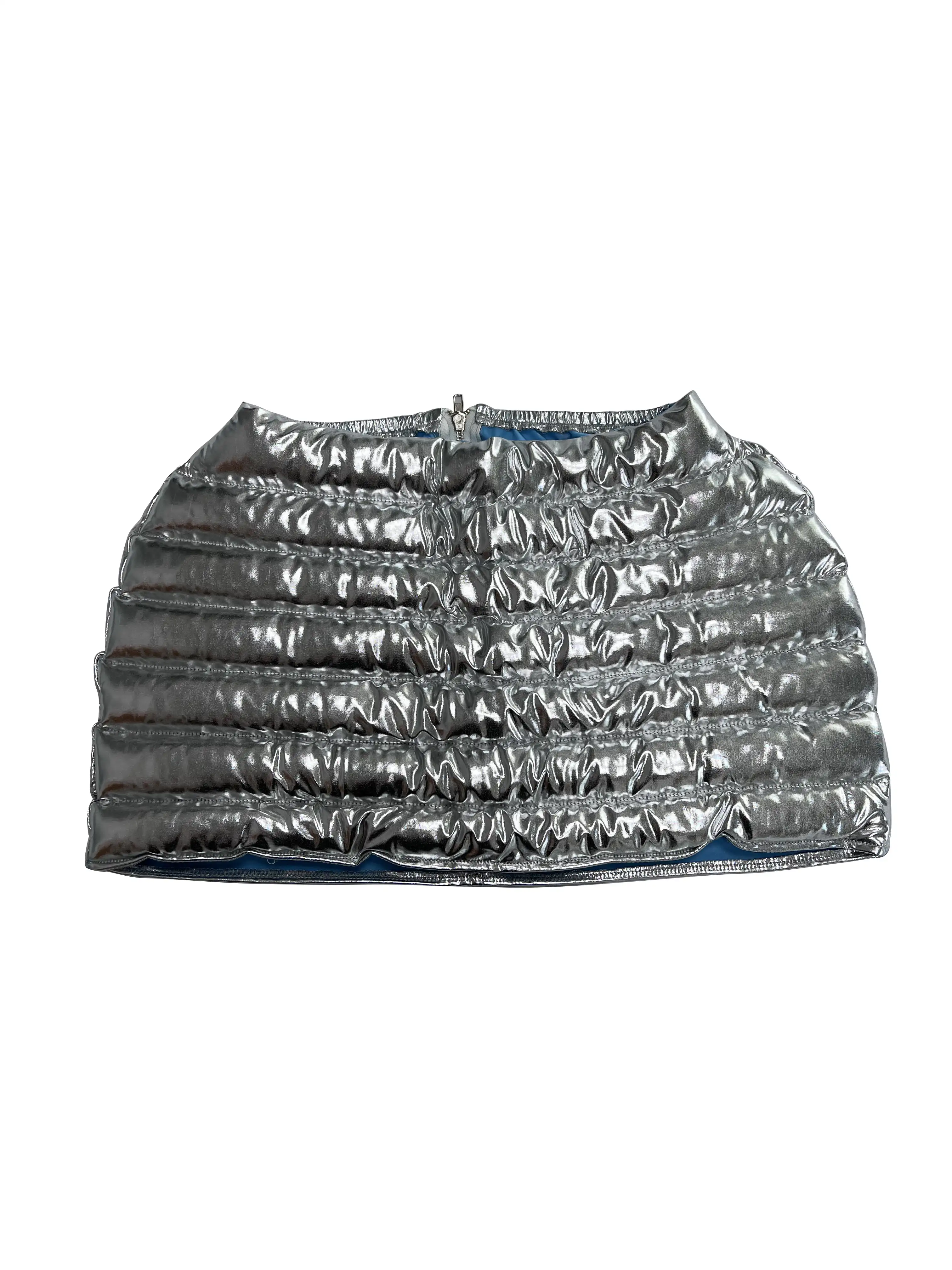 Fashion Skirt 9 Color Y2k Fashion Shiny Silver Puffer Skirt Mini Metallic Puffer Skirt Club Pleated Short Bubble Skirt