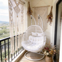 Fauteuil suspendu moderne avec coussin en peluche doux, support métallique, chaise hamac intérieure/extérieure pour chambre, balcon, jardin