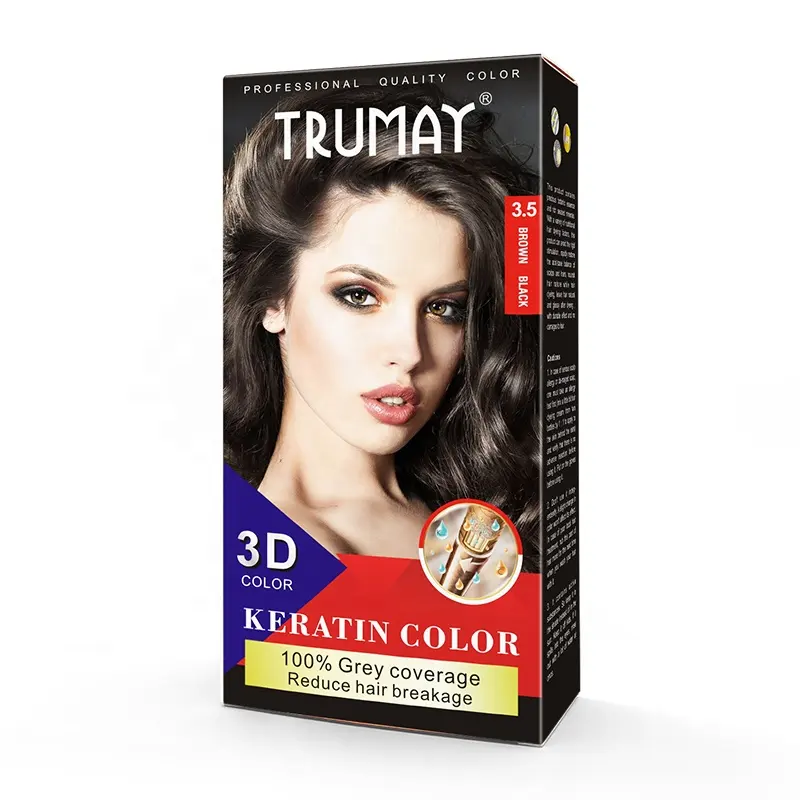 Plus sain Sans Ammoniaque naturelle briller mode Qualité Supérieure 3D cheveux colorant noir