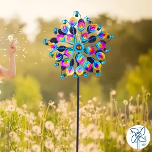 Große Doppelschichtige Metall-Windmühle, Umweltfreundliches Selbstrotierendes Windrad, Garten- und Rasendekoration für Außenbereich und Villa - Product Image 2