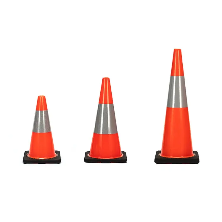 Hot Selling Black Base Road Safety PVC Orange Traffic Cone 28 Inch