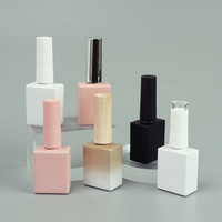 Flacon de vernis à ongles en verre de luxe 10 ml, blanc, rose, noir, dégradé, carré, avec bouchon et pinceau, sérigraphié rose