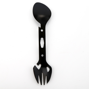DFU81 Juego de Utensilios de Cocina de Acero Inoxidable Personalizado Negro SS para Supervivencia, Cuchillo, Cuchara y Tenedor Multifunción para Acampar al Aire Libre - Product Image 3
