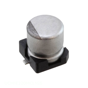 Condensador de Montaje Superficial SMD UCM1E220MCL1GS de 22 uF, 20%, 25V, Aluminio, Canal del Fabricante - Product Image 1