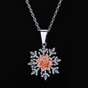 Real Gold Plated Bling Moissanite Rose Snowflake Charm 925 Silver Hip Hop <b>Iced</b> Out Jewelry Custom Micro Pave Setting Winter Rose - Product Image 1