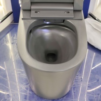 Nouveau modèle 2026 : WC intelligent gris-noir givré, avec siège chauffant et télécommande, idéal pour les salles de bain de villas