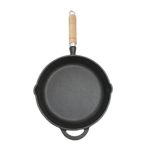 Cast Iron Nonstick Frying Pan Round 28Cm With Wooden Handle For Induction And Gas Stove - Product Image 4