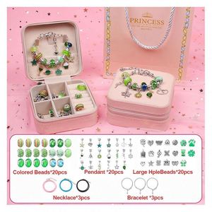 Women's Trendy <b>Beaded</b> Bracelet Set Custom Name Stainless Steel Birthstone Charms Double-Layer Jewelry Box Jewelry Making Toys - Product Image 2