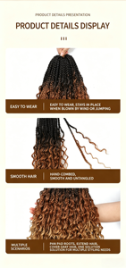 Extensiones <span class=keywords><strong>de</strong></span> Cabello Trenzado <span class=keywords><strong>de</strong></span> Ganchillo Deep Twist para Ondas Boho <span class=keywords><strong>de</strong></span> Playa, Fibra Teñida Resistente al Calor, Cabello a Granel - Product Image 3