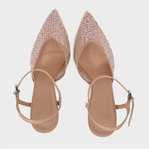 Luxury <strong>Mesh</strong> Sequin <strong>Beaded</strong> Pointy Toe High Heels Muller Shoes Women Fashion Thin Heeled Sandals <strong>Slippers</strong> - Product Image 3