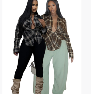 G01720C Autunno 2025 Vendita Calda Camicie e Giacche da Donna con Stampa a Quadri - Product Image 6