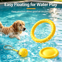 Balle flottante naturelle en EVA sur corde pour chien, jouet d'entraînement pour animaux de compagnie, balle flottante en mousse EVA Durafoam pour l'extérieur et l'eau, anneau de jeu pour chien