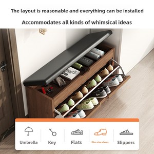 <span class=keywords><strong>Meuble</strong></span> à chaussures multifonctionnel en acier, style minimaliste moderne, avec tabouret intégré pour changer de chaussures, pour entrée étroite, mobilier de maison - Product Image 2