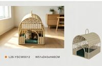 Maison pour chat tissée à la main USMILEPET, lit pour chat en osier à double couche, villa pour chat en rotin respirant, lit pour chat