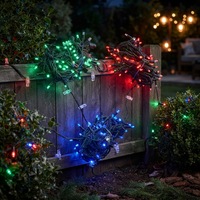 Guirlandes lumineuses LED multicolores étanches pour extérieur, câble en caoutchouc noir, connectables, décorations de fêtes commerciales