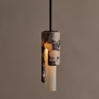 Luminaire suspendu en marbre OEM, lustre à tête unique et à longueur réglable pour îlot de cuisine, comptoir de bar, petite taille de lampe