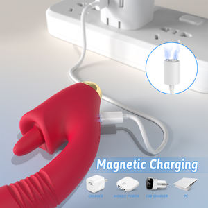 Luxus-Spielzeug für Erwachsene für sexy Silikon-Frauen mit 3D-Teleskopbewegung und pulsierendem Zungenspitzen-Stimulator IPX7 Wasserdicht - Product Image 5