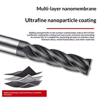 Wolframkarbid 65 Grad HRC65 4-Schneidfräser mit Schwarzer Nano-Beschichtung für Hartmetall CNC-Bearbeitung