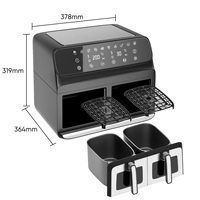 Friteuse à air numérique carrée en acier inoxydable 8L à double panier, 10 préréglages, fenêtre de visualisation, cuisson double zone, économe en énergie, pour camping-car et famille