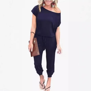 Combinaison pour femme à épaules dénudées, manches courtes et poches, tendance <span class=keywords><strong>printemps</strong></span>-été - Product Image 3