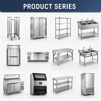 Armoire de cuisine autoportante en acier inoxydable 201/304 à trois niveaux avec portes relevables, capacité de charge de 500 kg/m pour la restauration commerciale