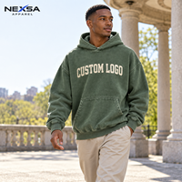 Hoodie surdimensionné vert délavé vintage personnalisé en gros avec motif graphique lettres cintrées en coton épais pour streetwear – Fabricant