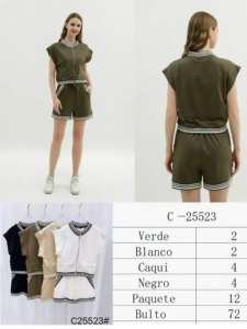 ชุด2ชิ้นของผู้หญิงแบบลำลองหรูหรา Comodo7ชุดจั๊มสูทกางเกงขาสั้นแขนสั้นพิมพ์ลายปักแบบเสื้อกางเกง - Product Image 4