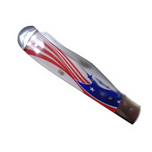 Navaja de Bolsillo Estilo Trapper con Bandera Americana, Doble Hoja de Acero Inoxidable, Punta Recta, Grado Industrial - Product Image 5