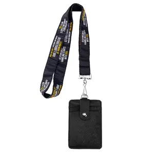 Wholesale Sublimation Polyester Woven Satin Card Holder Personalized Iconic Neck Lanyard