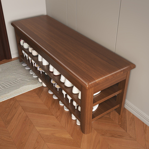 Solid Wood Multi Layer Shoe Rack Rectangular 20-35 Pairs Storage Bench For Home Entrance Hallway Indoor Use - Product Image 1