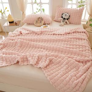 Vente chaude moderne doux 100% Polyester hôtel literie couleur unie bulle flanelle tricoté anti-boulochage quatre saisons jeter couverture - Product Image 2