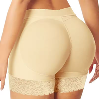 Shorty gainant taille moyenne pour femme, effet ventre plat et rehausseur de fesses, avec rembourrage en dentelle