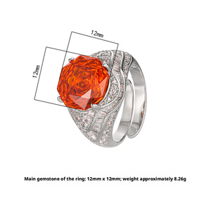 Bijoux de mode écologiques en cuivre, coupe rose, 12 mm, zircone cubique rouge orangé, bagues élégantes pour femmes, port quotidien raffiné - Product Image 2