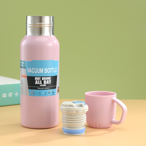 Mocaron Copa sostenible Deporte Revestimiento de cerámica de lujo Recarga de vidrio al vacío de acero inoxidable Juego de termo calentador de alimentos con caja de regalo - Product Image 5