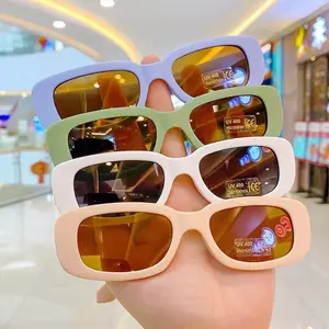 Candy Color Retro Small Frame Anti UV400 Children Sun Glasses Fashion Rectangle Plastic Kids Eyewear