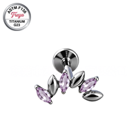 G23 ASTM-F136 Titanium Horse Eye Zircon Ear Stud Piercing Earrings Tragus Helix Daith Lobe Flat Back Lip Labret Piercing Jewelry